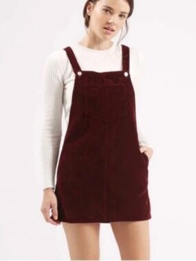 TOPSHOP Pinafore Overall Burgundy Summer/Fall Dress Size 6 Medium
